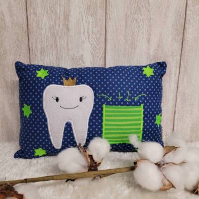 Zahn/ Zahnfee/ Zahnfeekissen Blau/Grün