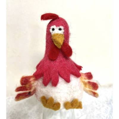 HUHN orange-weiß, supersüsses Filztier/ Eierwärmer, auch als Deko, Geschenk, etc.