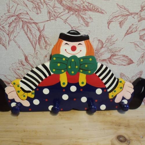Kleiderhaken Kinderzimmer Garderobe Kindergarderobe Clown Holz Kinderkleidung Haken Hakenleiste Vintage Kinder