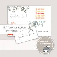 Dankekarte, Dankeskarten im 4er Set zum Ausdrucken - Dankeskarte