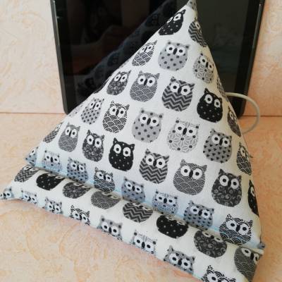 Tablet-Kissen, Tabletstütze, Tablethalter, mit Eulen-Motiven