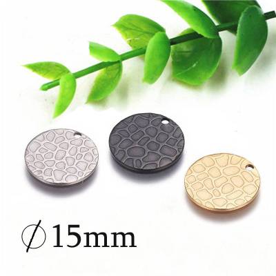 6x strukturierte Charms Anhänger Edelstahl 15 mm 3 Farben zur Auswahl