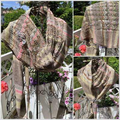 Schaltuch / Lacetuch  *SUMMER NIGHT* gestrickt aus Baumwolle/Viskose/Leinen