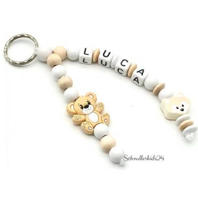 Schlüsselanhänger Taschenbaumler mit Namen ☆ Mädchen Junge☆ Teddy Fuchs Kita Schule