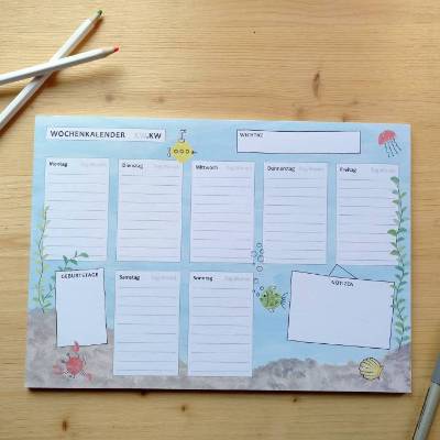 Wochenplaner "Unter Wasser", A4, 50 Blatt