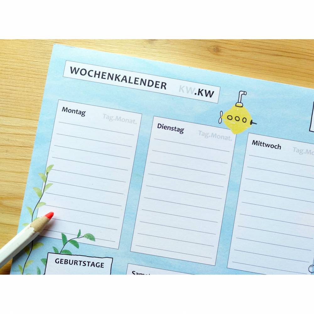 Wochenplaner "Unter Wasser", A4, 50 Blatt Bild 2