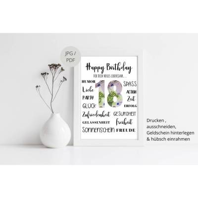 Geldgeschenk 18.Geburtstag | persönliches Geburtstagsgeschenk | Volljährig | Geburtstag Geldgeschenk | Endlich 18
