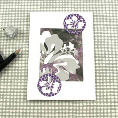 Grußkarte **Hibiskus1** von ZWEIFARBIG - Motiv: Hibiskusblüten, moderne Glückwunschkarte, Seide