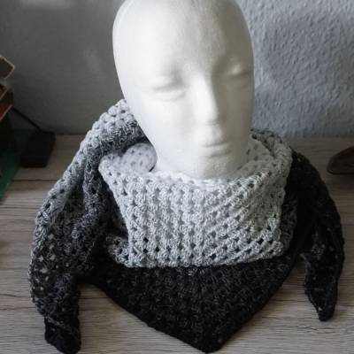 Dreieckstuch Schultertuch  Tuch "black & white"  Halstuch100% Baumwolle  amigoll9 Handarbeit 721