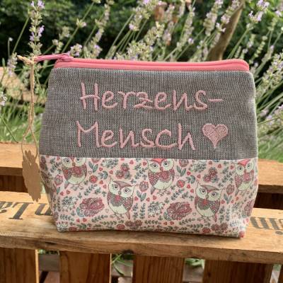 Herzensmensch // Schminktasche // Kosmetiktasche // Geschenk // Schminktäschchen // Kulturbeutel