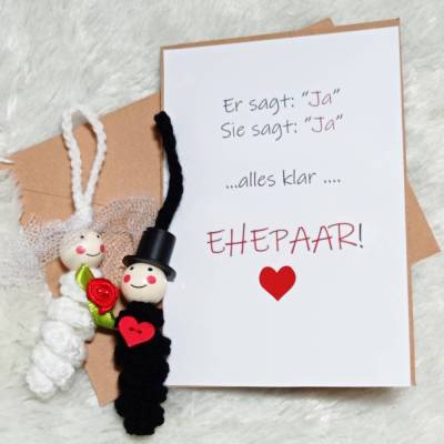 Hochzeitskarte Glückswürmchen Sorgenwürmchen BRAUTPAAR