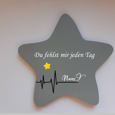 Erinnerung an ein Sternenkind, Geschenk für Sterneneltern, individuelle gestaltetes Trauergeschenk, grauer Stern