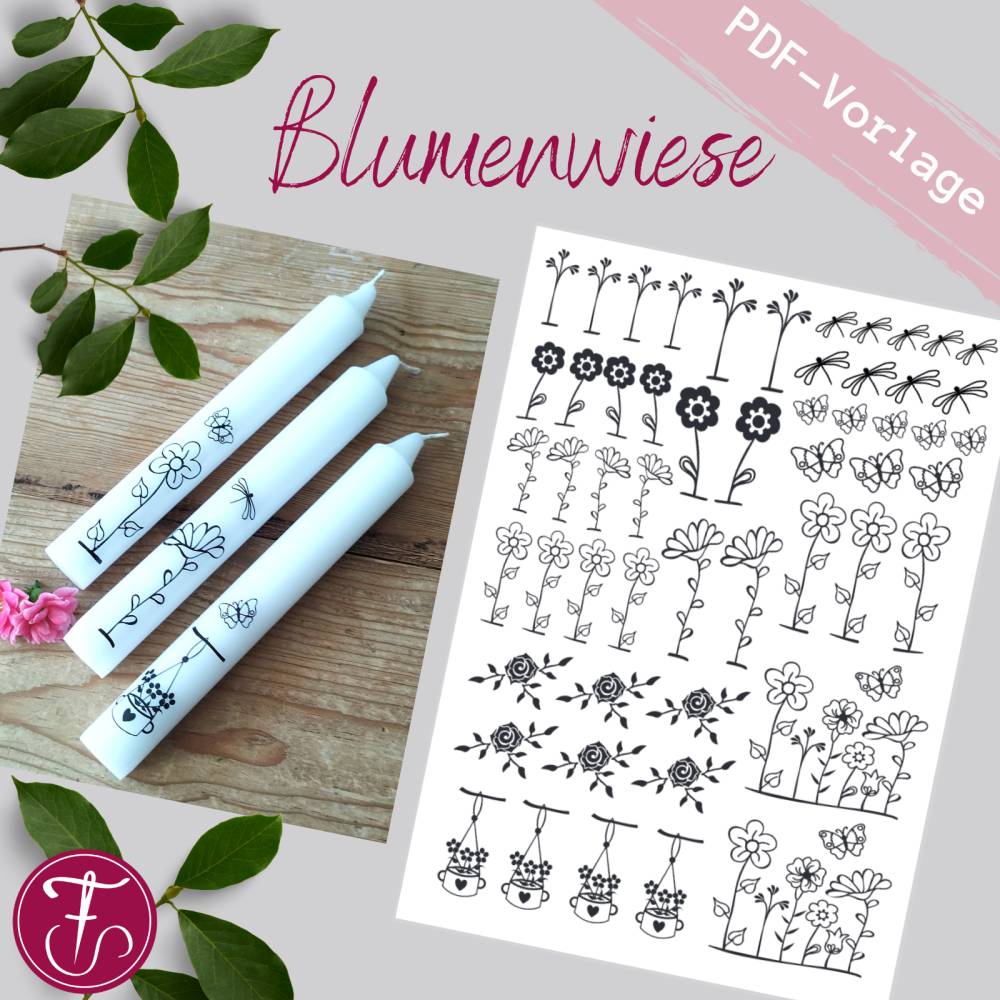 Vorlage für Kerzentattoo pdf Kerzensticker für Wasserschiebefolie Bild 1