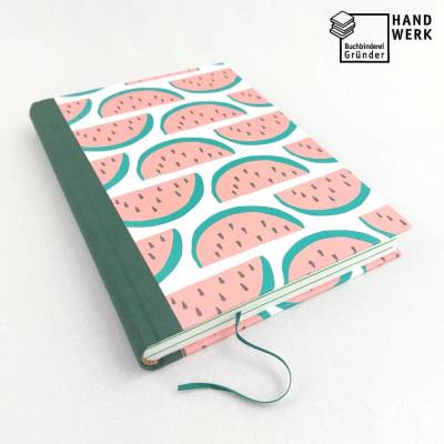 Notizbuch A5, Melone grün, 300 Seiten, handgefertigt