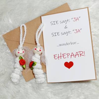 Hochzeitskarte Glückswürmchen Sorgenwürmchen Frauenhochzeit