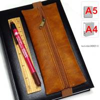 Mäppchen mit Gummiband, Kunstleder cognac braun used-look, A5 Kalender Notizbuch Ordner A4, BuntMixxDESIGN