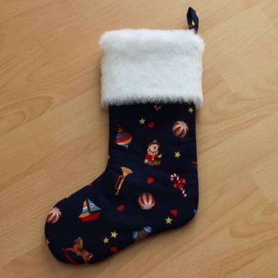 Nikolausstiefel / Weihnachtsstiefel Dunkelblau mit weihnachtlichen Motiven