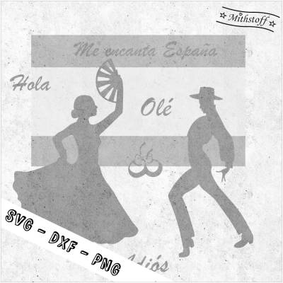 Spanien - Plotterdatei - Flamenco - Urlaub - Kastagnetten - Mithstoff - SVG