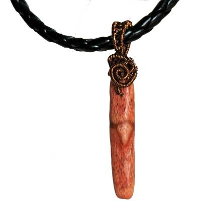 Männerschmuck Anhänger mit schmaler Koralle Schaumkoralle in wirework kupfer dunkel handgemacht Vatertag 