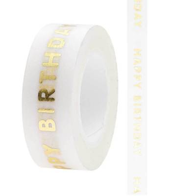 Tape Happy Birthday natural 10 m x 15 mm