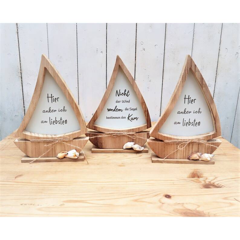 Deko Holz Schiff maritime Wohndeko/ Hier anker ich
