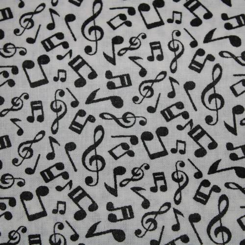 11,60 EUR/m Baumwollstoff Musik Noten schwarz auf weiß Webware 100% Baumwolle