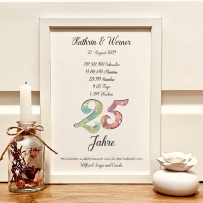 Geldgeschenk Silberhochzeit personalisiert – Bilderrahmen Geschenk 25 Jahre Ehe