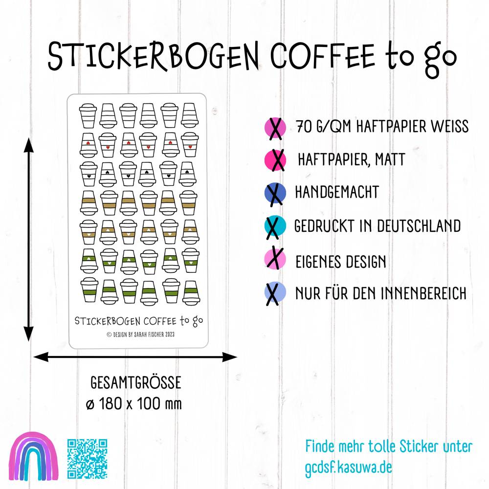 Stickerbogen Kaffee to go | Becher | Bullet Journal | Planer | Sticker Bild 5