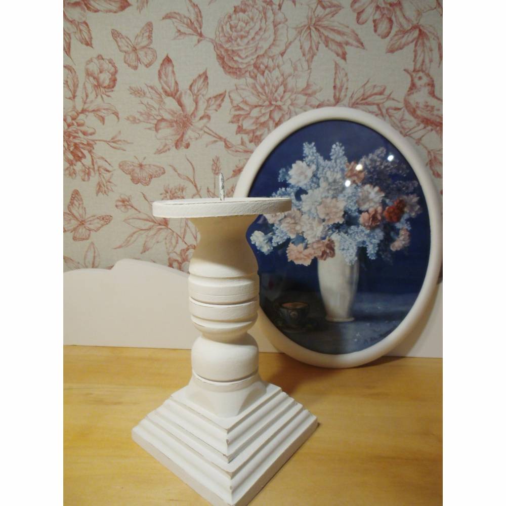 Kerzenständer aus Holz Shabby Chic Vintage Kerze Kerzenhalter