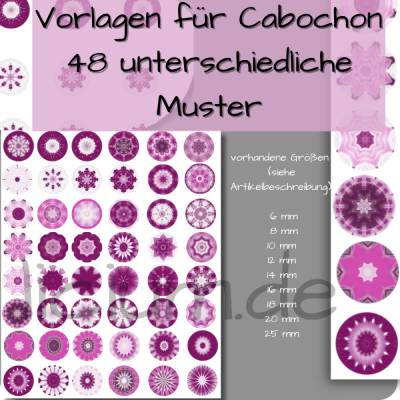 Cabochon Vorlagen - Größe 25 mm - 48 Stück - Datei zum Download Muster 0019