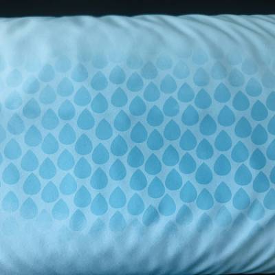 SOFTSHELL MAGIC * HELLBLAU * TROPFEN * Kuschelseite innen hellblau * ab 0,5 m x 1,45 m breit * Matschhose selber nähen *