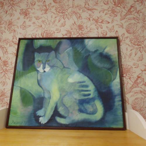 Expressionismus Katze handgemalt Künstler "Jussico" Jussi Ürmössy 1977 gemalt Kunst Gemälde Bild
