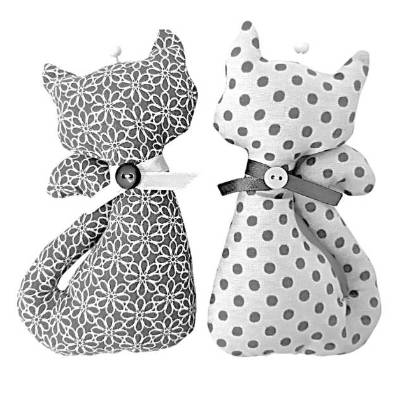 Deko Stoffkatzen im 2-er Set zum aufhängen grau/weiß