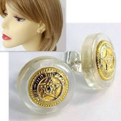 Ohrstecker STERN goldfarben, Knopf vintage upcycling nachhaltig, handmade by BuntMixxDESIGN 