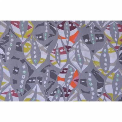 Baumwollstoff Webware mit Ethno.Muster grau bunt 50 cm x 150 cm ♕
