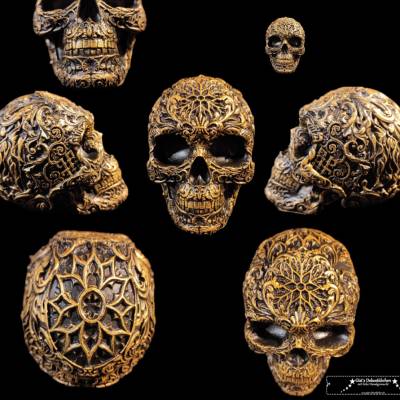 Keramik Totenkopf Gisi Schwarz/Gold
