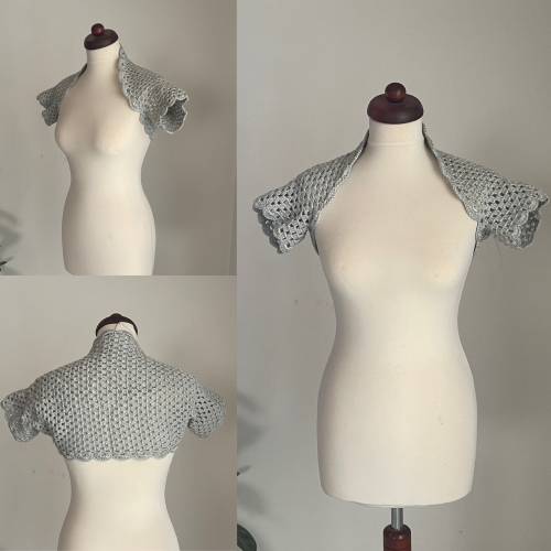 Braut Bolero, Jacke, Stola, Hochzeit, Bolero in grau!gehäkelt!