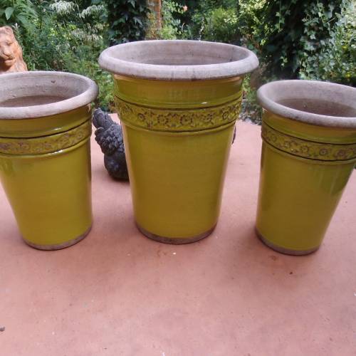 1 Paar Vasen Blumentöpfe Blumenvasen Topf Vase Vintage Handarbeit handgetöpfert Glasur Krakelee Craquelé Landhaus Garten