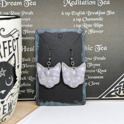 Mystische Katzen mit drittem Auge, Ohrringe aus Keramik in Wicca-Gothic Stil