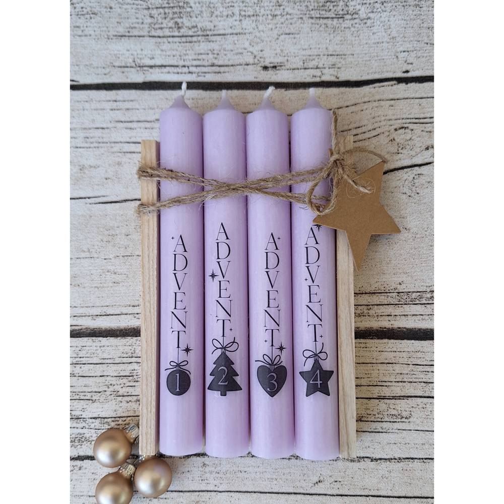 Adventskerzen im 4er Set mit Beschriftung ~ Stabkerzen ~ Weihnachten ~ Advent