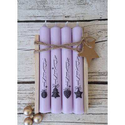 Adventskerzen im 4er Set mit Beschriftung ~ Stabkerzen ~ Weihnachten ~ Advent