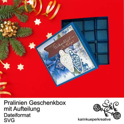 Plotterdatei Pralinien Geschenkbox mit Aufteilung