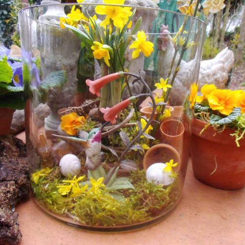 Kolibri Bronze Keramik Vogel Handarbeit Handbemalt