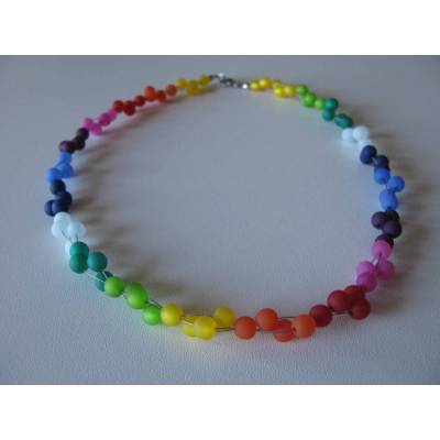 Perlenkette "Arcobalena" aus Polarisperlen, 3-reihig, Regenbogen