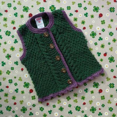 Trachtenweste für Mädchen flieder grün Strickweste Taufkleidung Hochzeit Geburtstag Geschenk Babytracht Trachtenmode