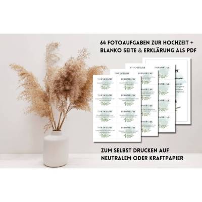 64 Fotoaufgaben zur Hochzeit als PDF Download | Olivenzweig | Spiel für Hochzeitsgäste | Fotobox Aufgaben | Spielidee