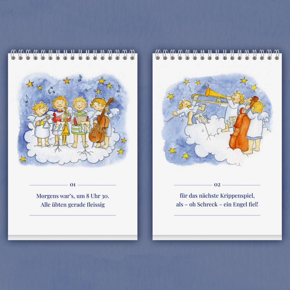 Gedicht-Adventskalender für Kinder von 3 bis 100+ Jahren, Tischkalender A5 hochkant, 24 Seiten, Das Engelchen Orchester Bild 4