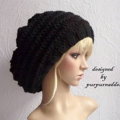 Beanie, Strickmütze, Slouche Beanie, Long Beanie,Black,Für Sie und Ihn!