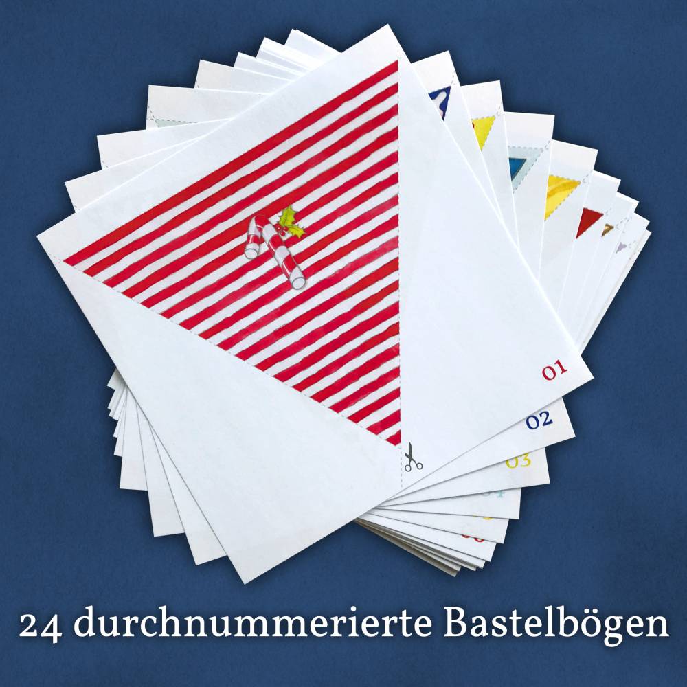 Faltstern-Adventskalender für Kinder von 6 bis 100+ Jahren, eine Faltanleitung, 24 Motive, jeden Tag ein Stern (je 7cm) Bild 3