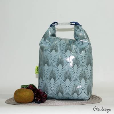 Große Lunchbag  mit Griff aus  "Au Maison"  Wachstuch